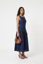 Vestido Midi Clássico Alça Larga