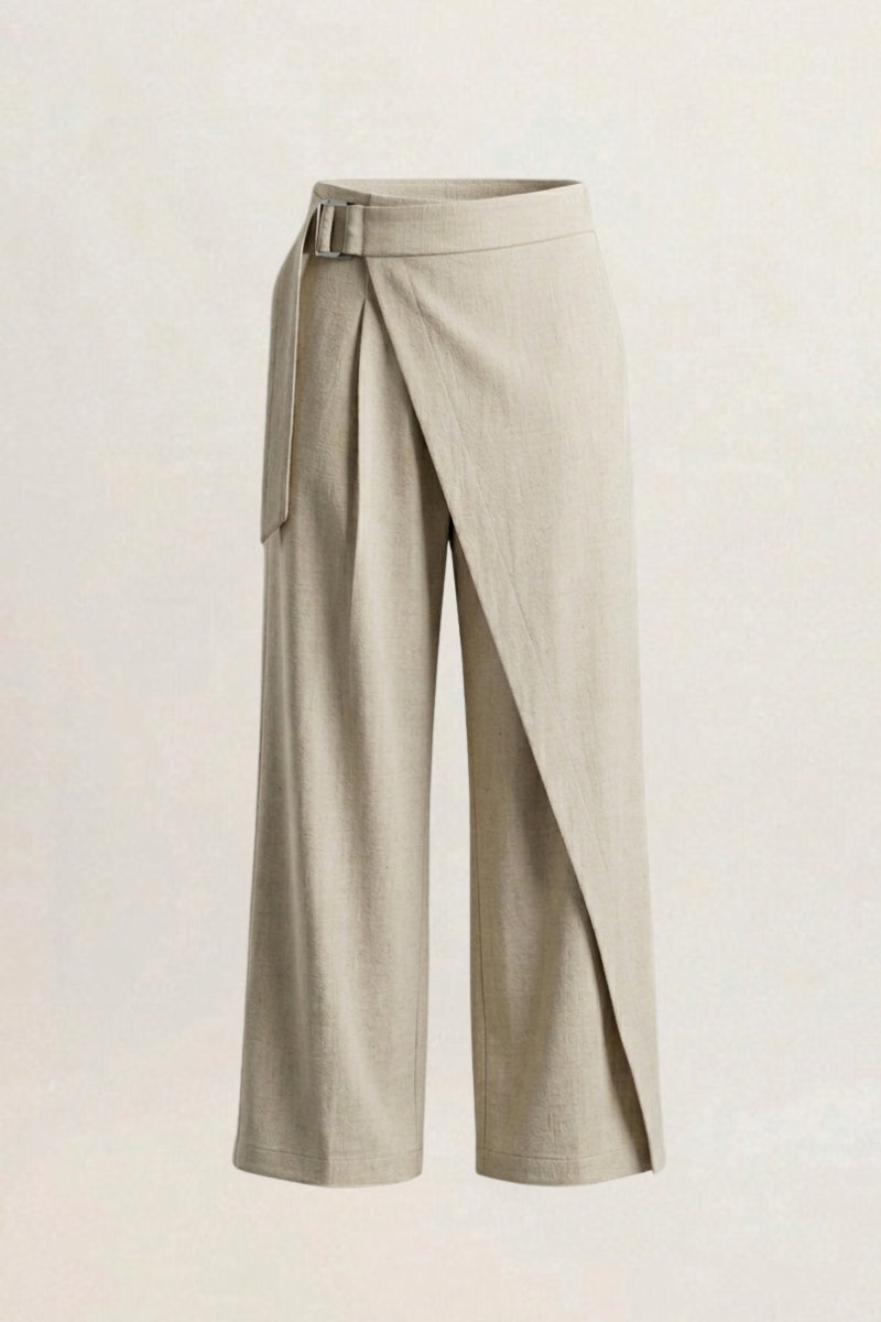 Calça Pantalona transpasse fivela