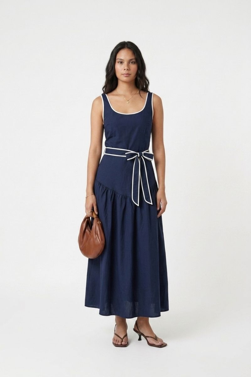 Vestido Midi Clássico Alça Larga