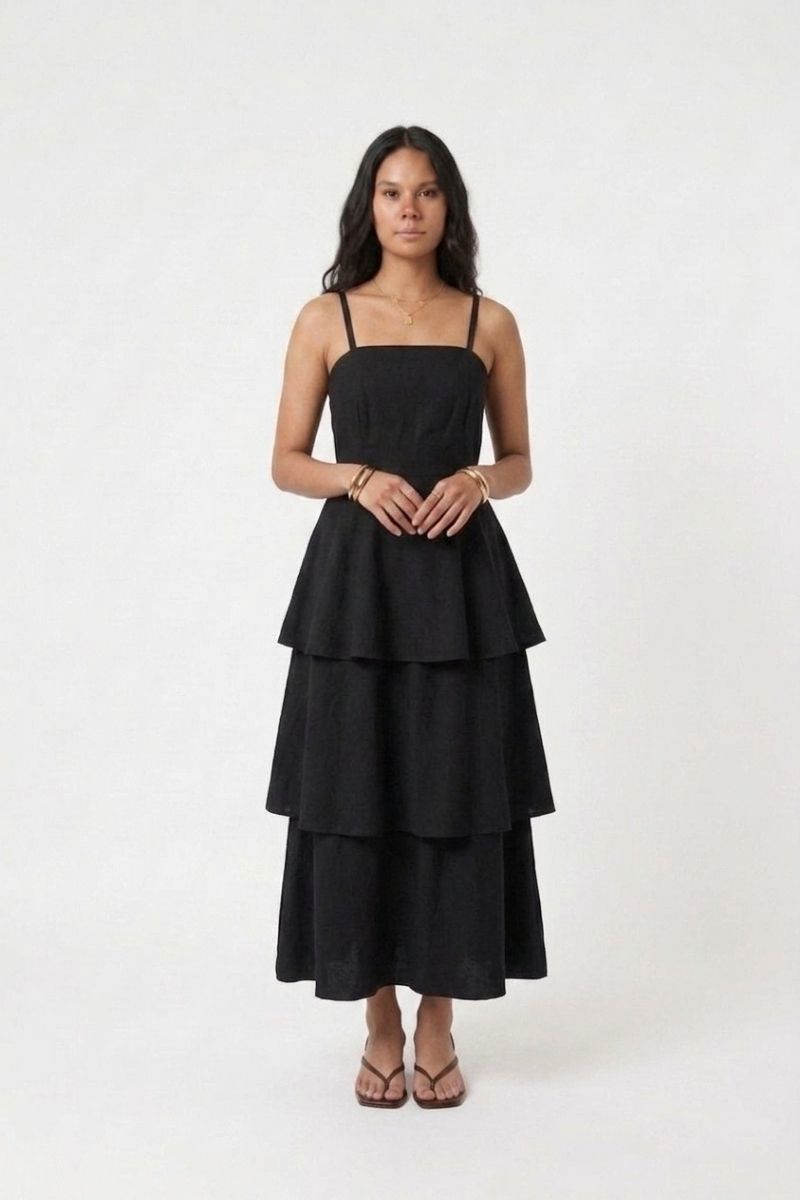 Vestido Midi Clássico Babado