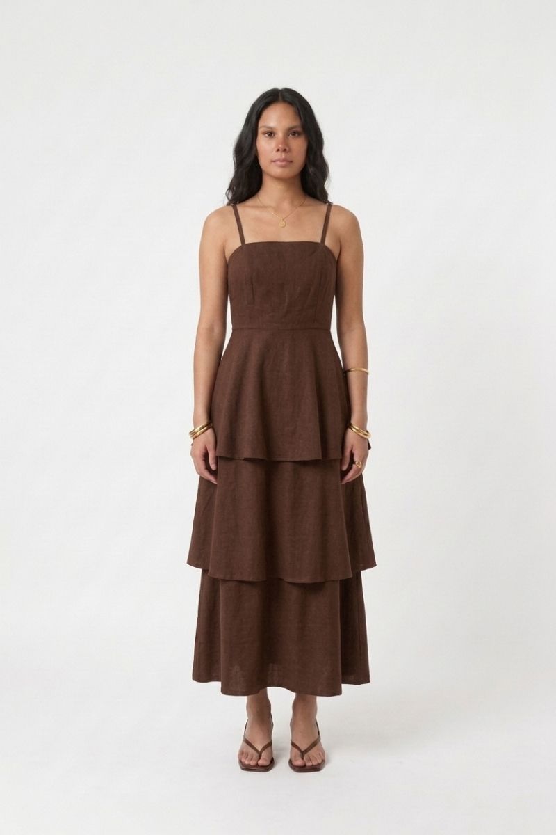 Vestido Midi Clássico Babado