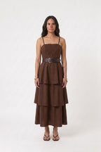 Vestido Midi Clássico Babado
