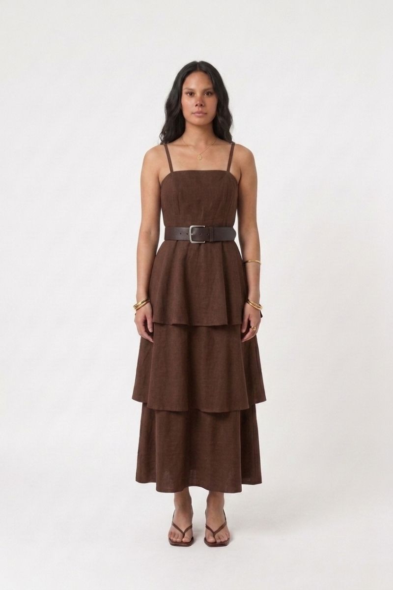 Vestido Midi Clássico Babado