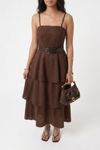 Vestido Midi Clássico Babado