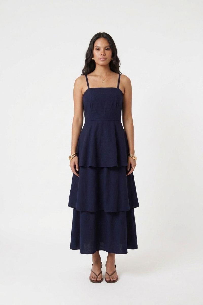Vestido Midi Clássico Babado