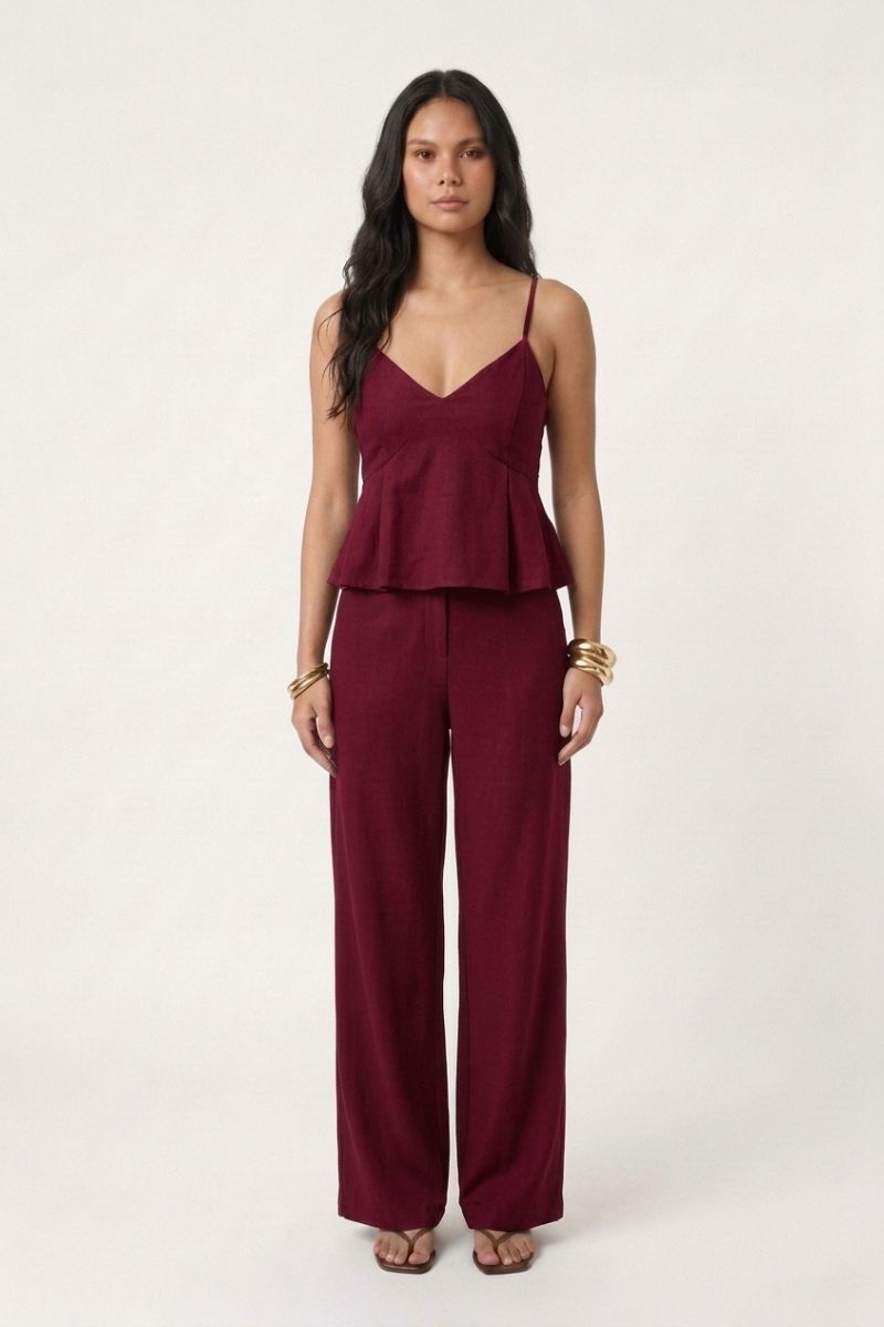 Conjunto Alfaiataria feminino Regata Babado