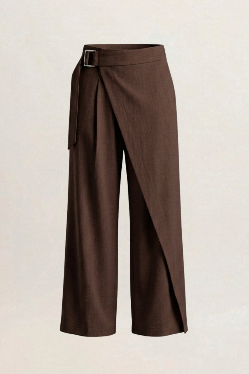 Calça Pantalona transpasse fivela