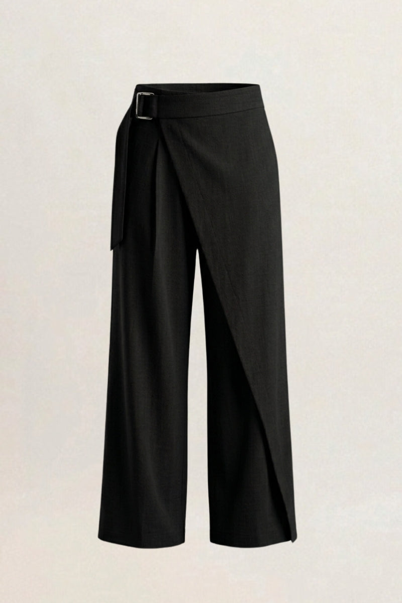 Calça Pantalona transpasse fivela