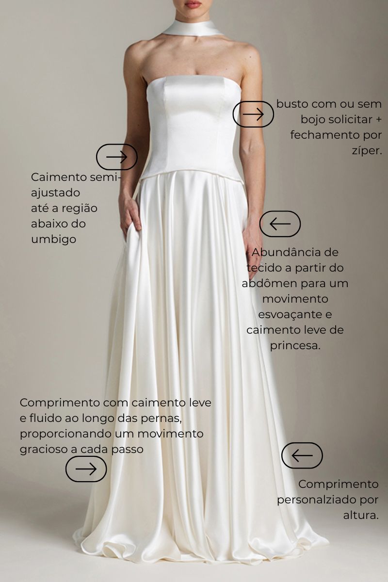 Vestido de Noiva Corset Acetinado Princesa