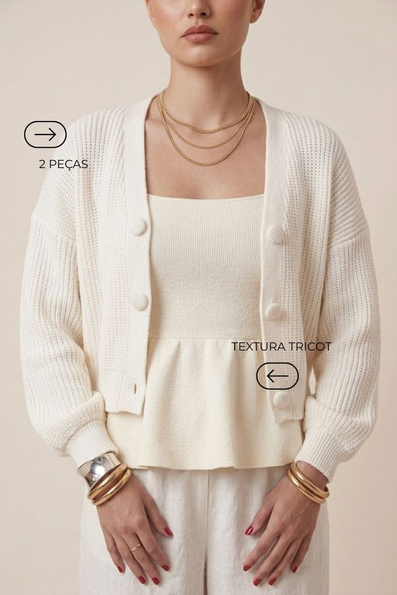 Tricot Cardigan Botões