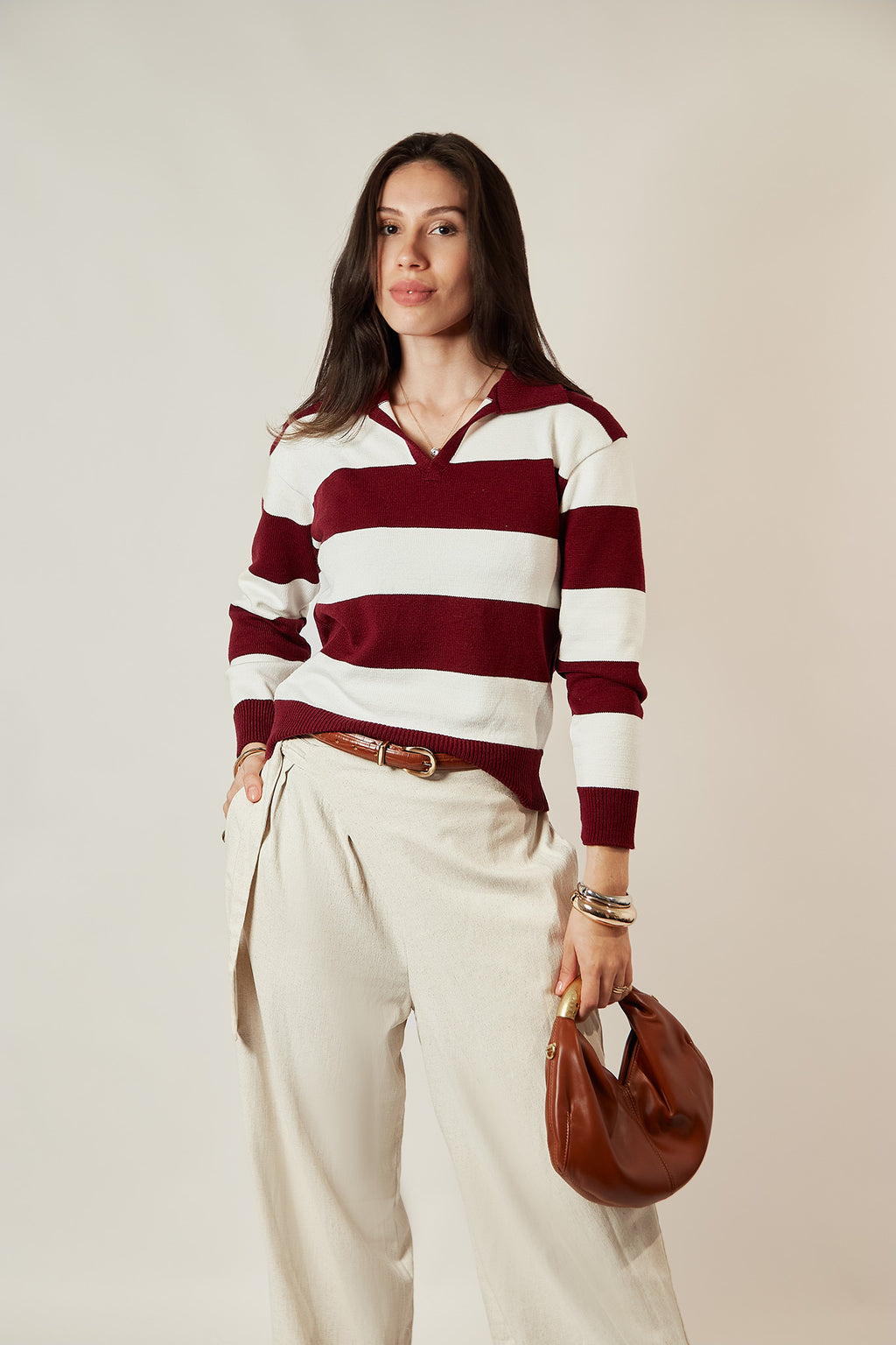 Calça Pantalona transpasse fivela