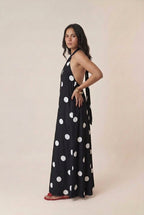 Vestido Longo Poá Frente Única