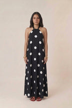 Vestido Longo Poá Frente Única