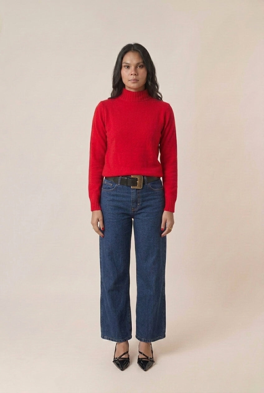 Suéter feminino de tricot gola redonda