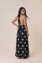 Vestido Longo Poá Frente Única