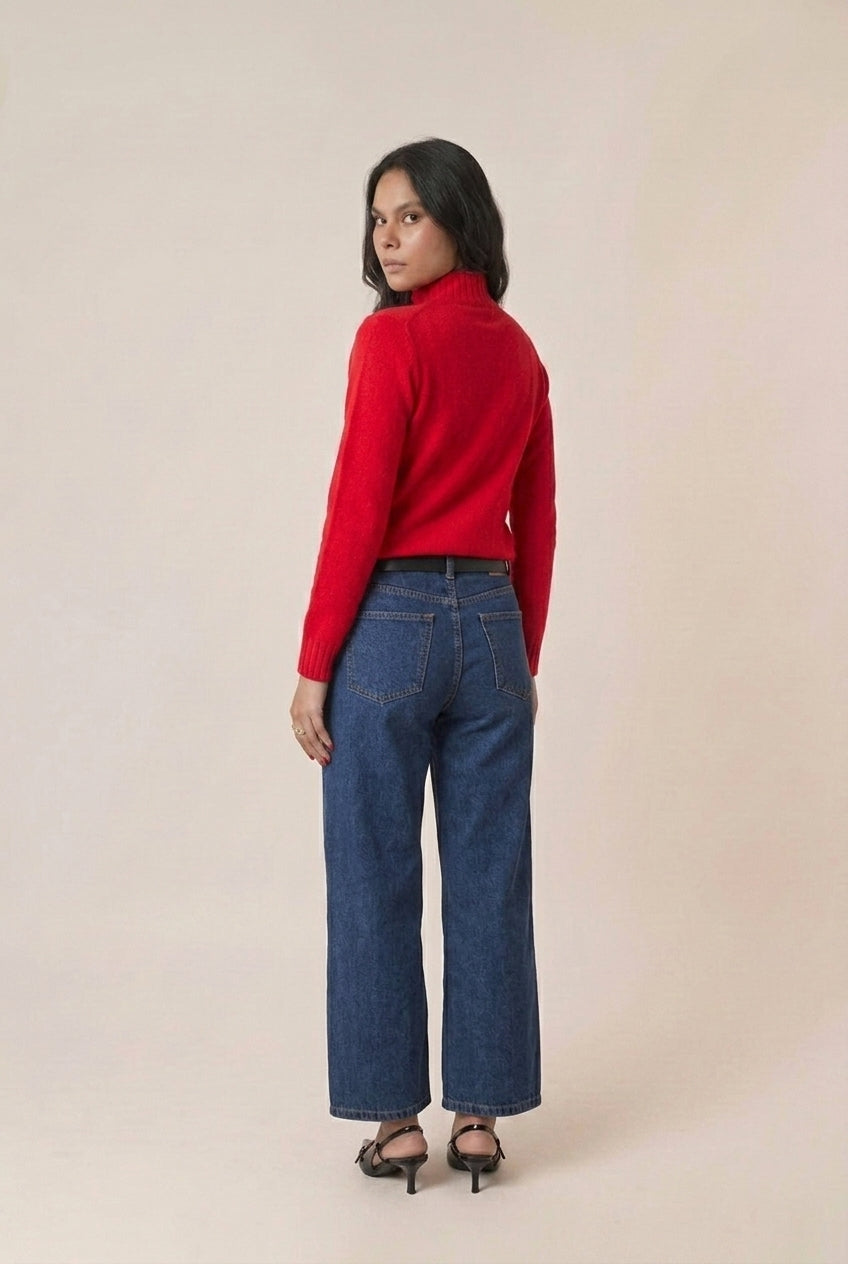 Suéter feminino de tricot gola redonda