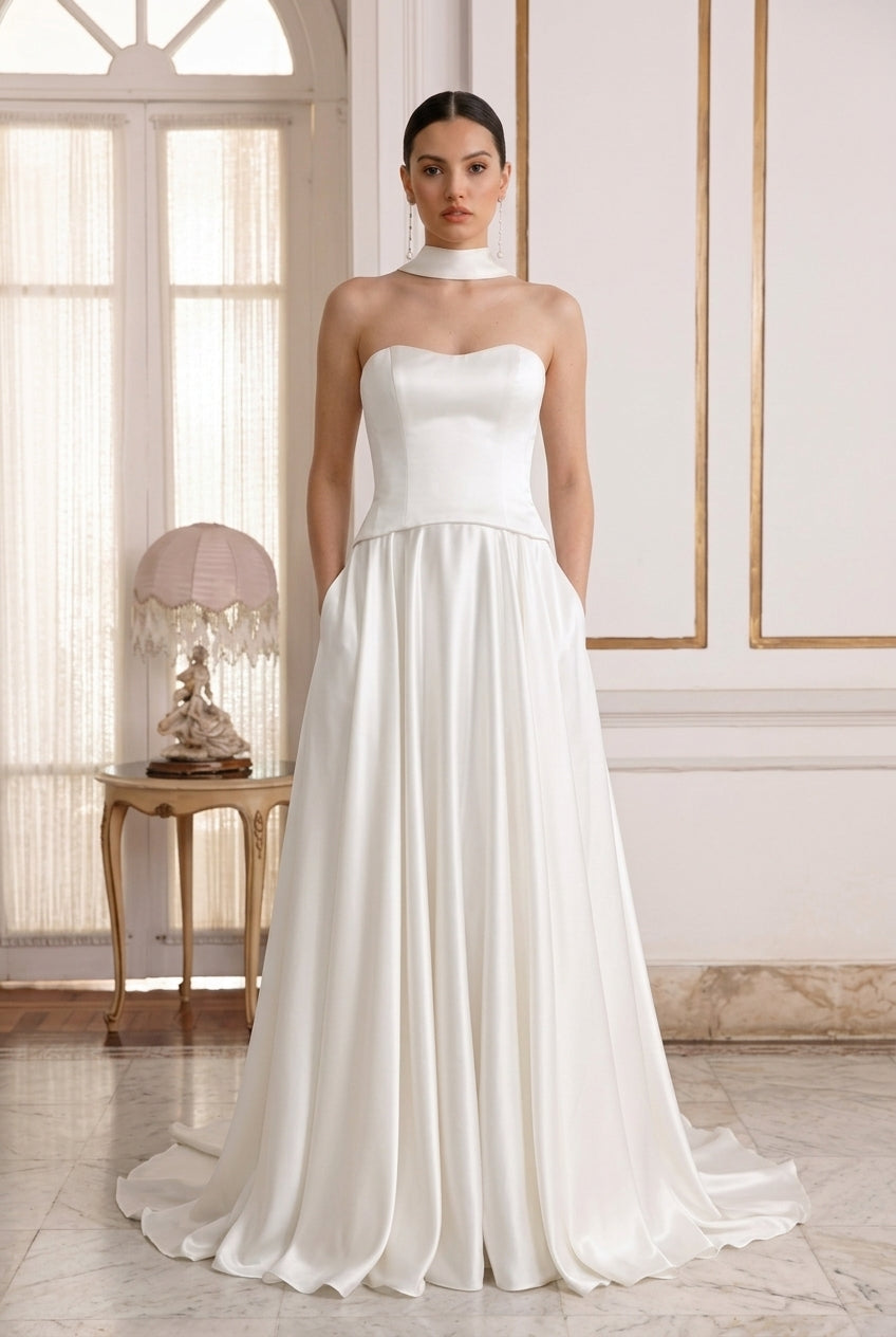 Vestido de Noiva Corset Acetinado Princesa