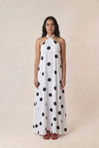 Vestido Longo Poá Frente Única