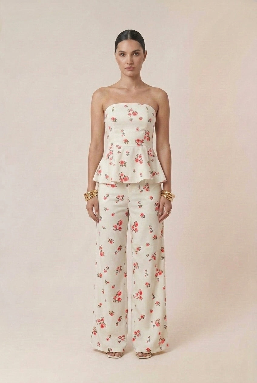 Conjunto Alfaiataria Floral Babado