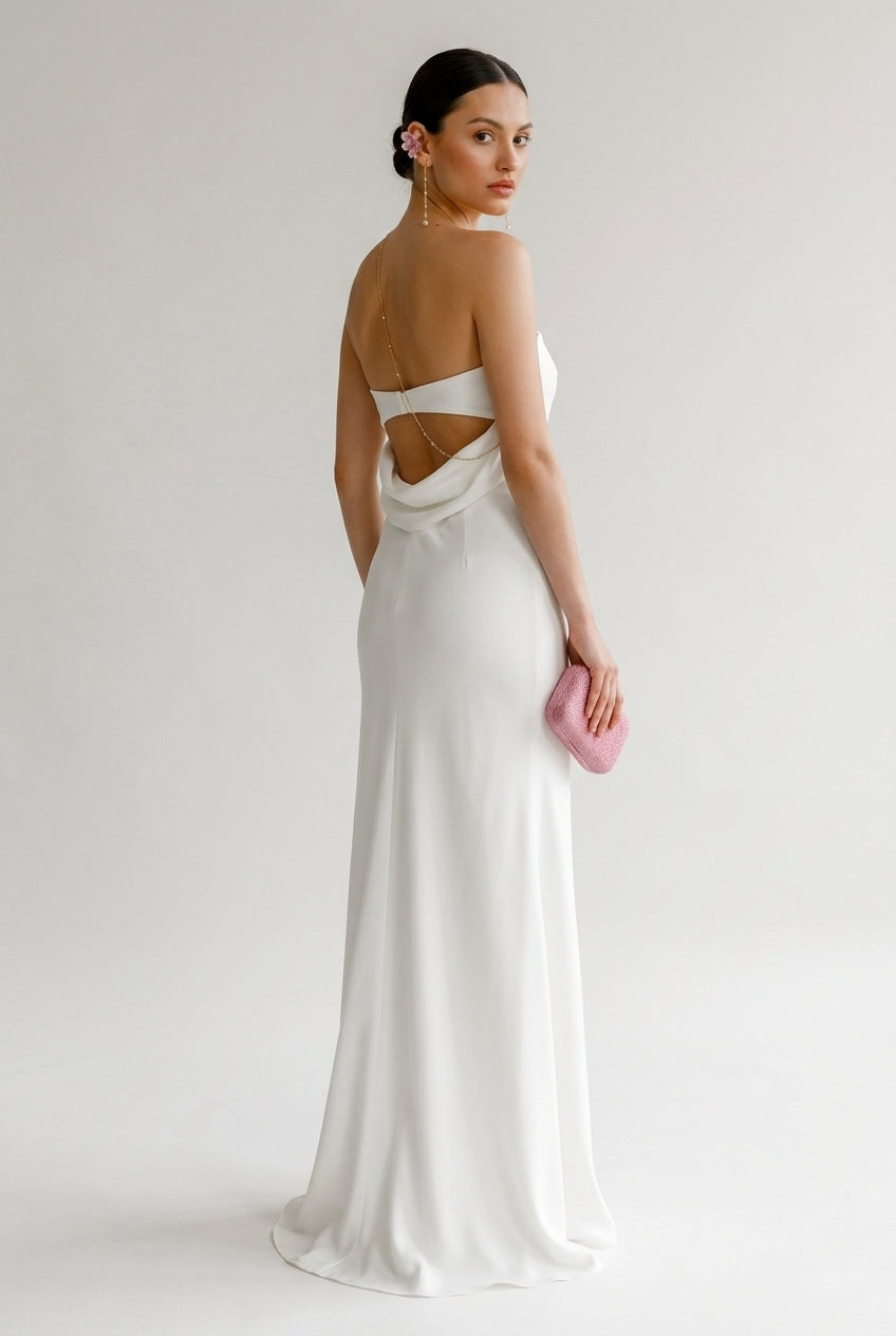 Vestido de Noiva Semi Sereia Acetinado