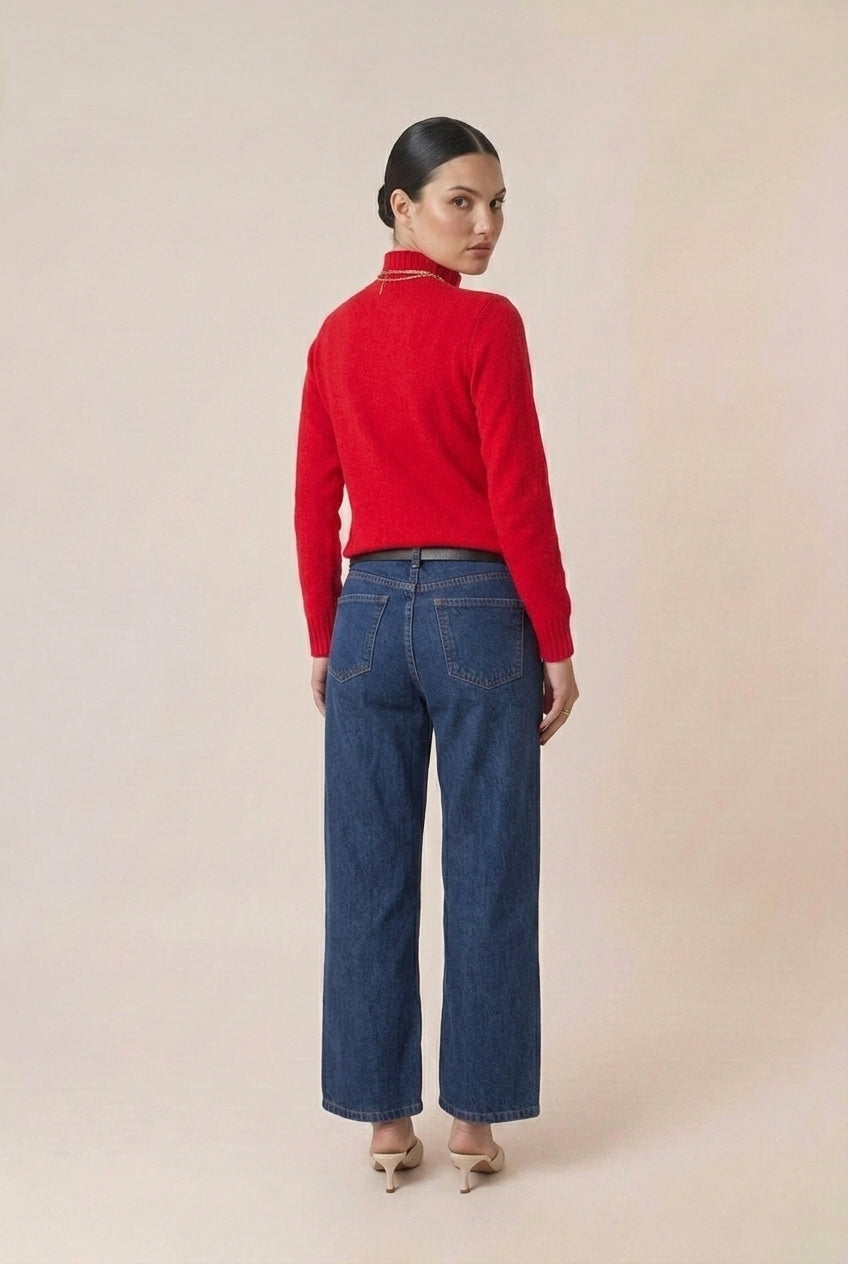Suéter feminino de tricot gola redonda