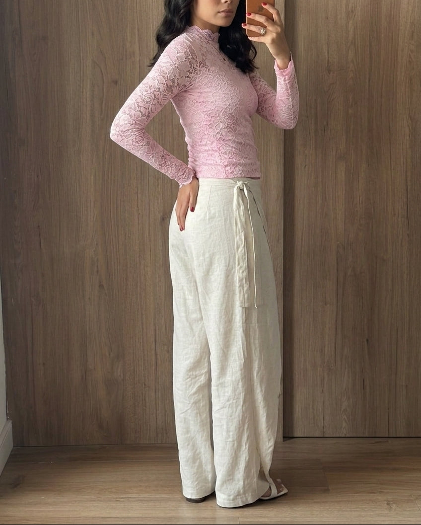 Blusa Manga Longa Aurora Renda