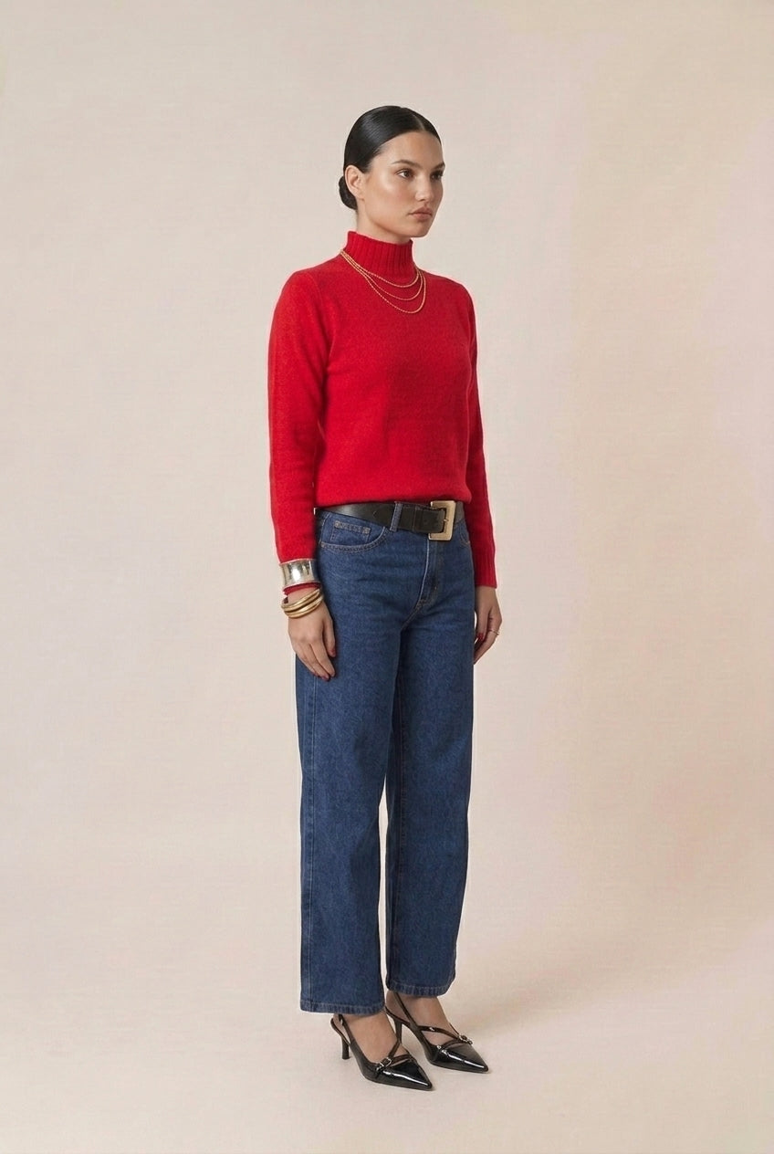 Suéter feminino de tricot gola redonda