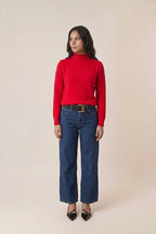 Suéter feminino de tricot gola redonda