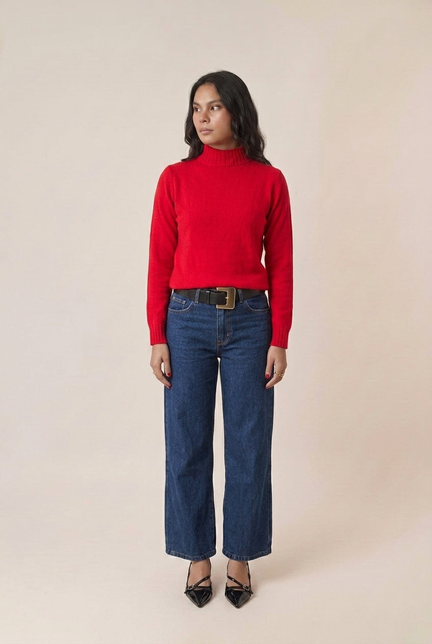 Suéter feminino de tricot gola redonda