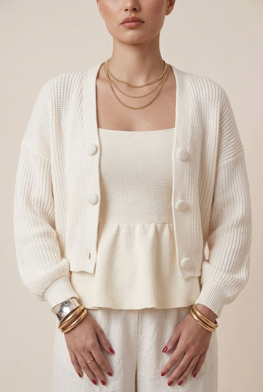 Tricot Cardigan Botões