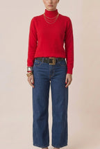 Suéter feminino de tricot gola redonda