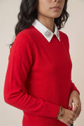 Suéter feminino de tricot gola redonda